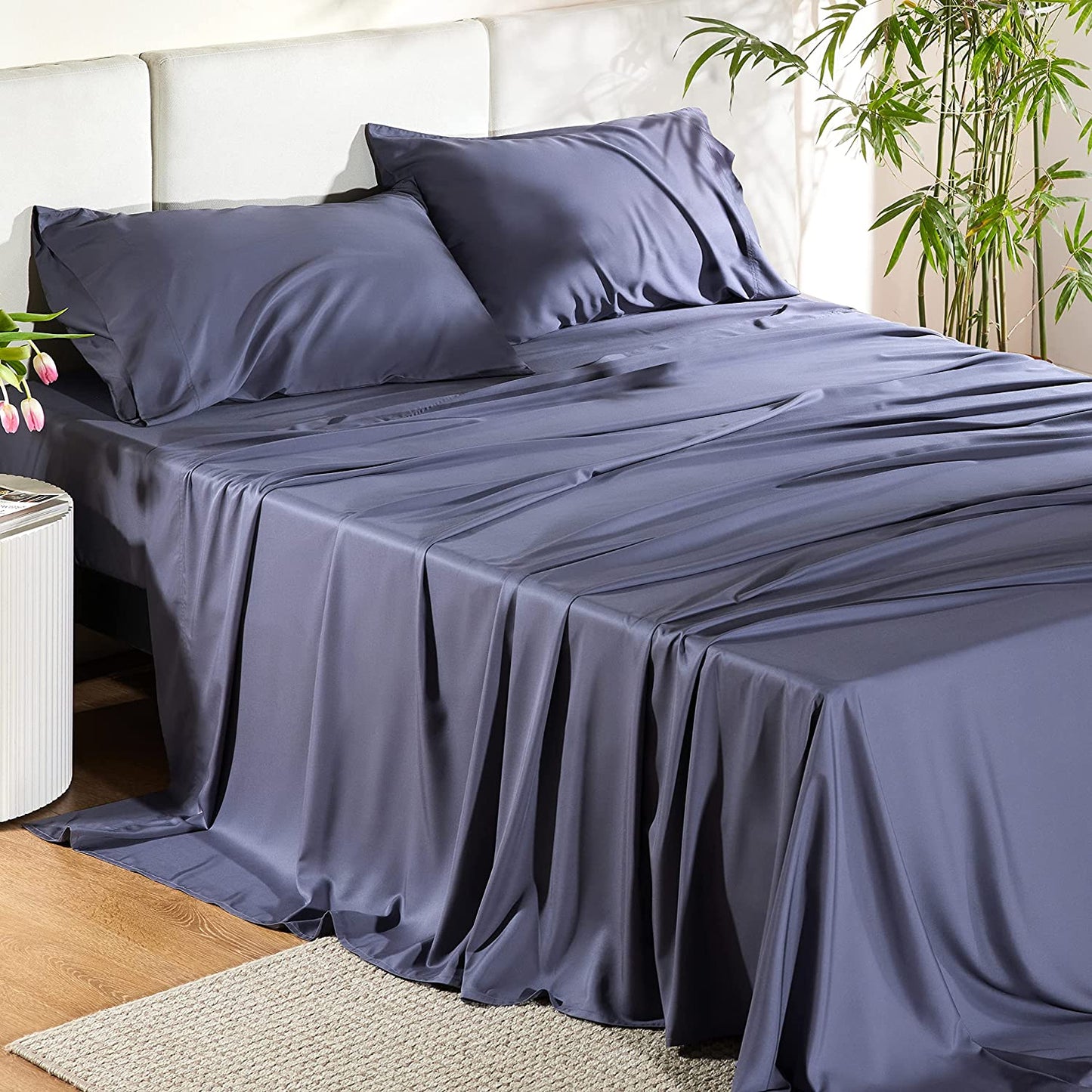 Twin Fitted Sheet Only, Gray Microfiber Bed Sheets - Deep Pocket - Ultra Soft - Easy Care