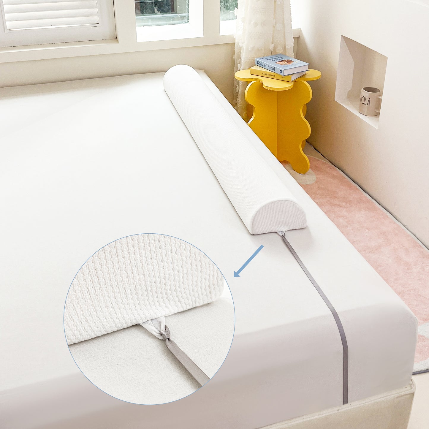 1 Pack Bed Bumper, Foam Bed Bumper, Bed Rail Bumper with Washable Cover, Bed Guard Rail