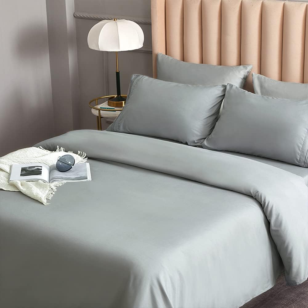 Twin Fitted Sheet Only, Gray Microfiber Bed Sheets - Deep Pocket - Ultra Soft - Easy Care