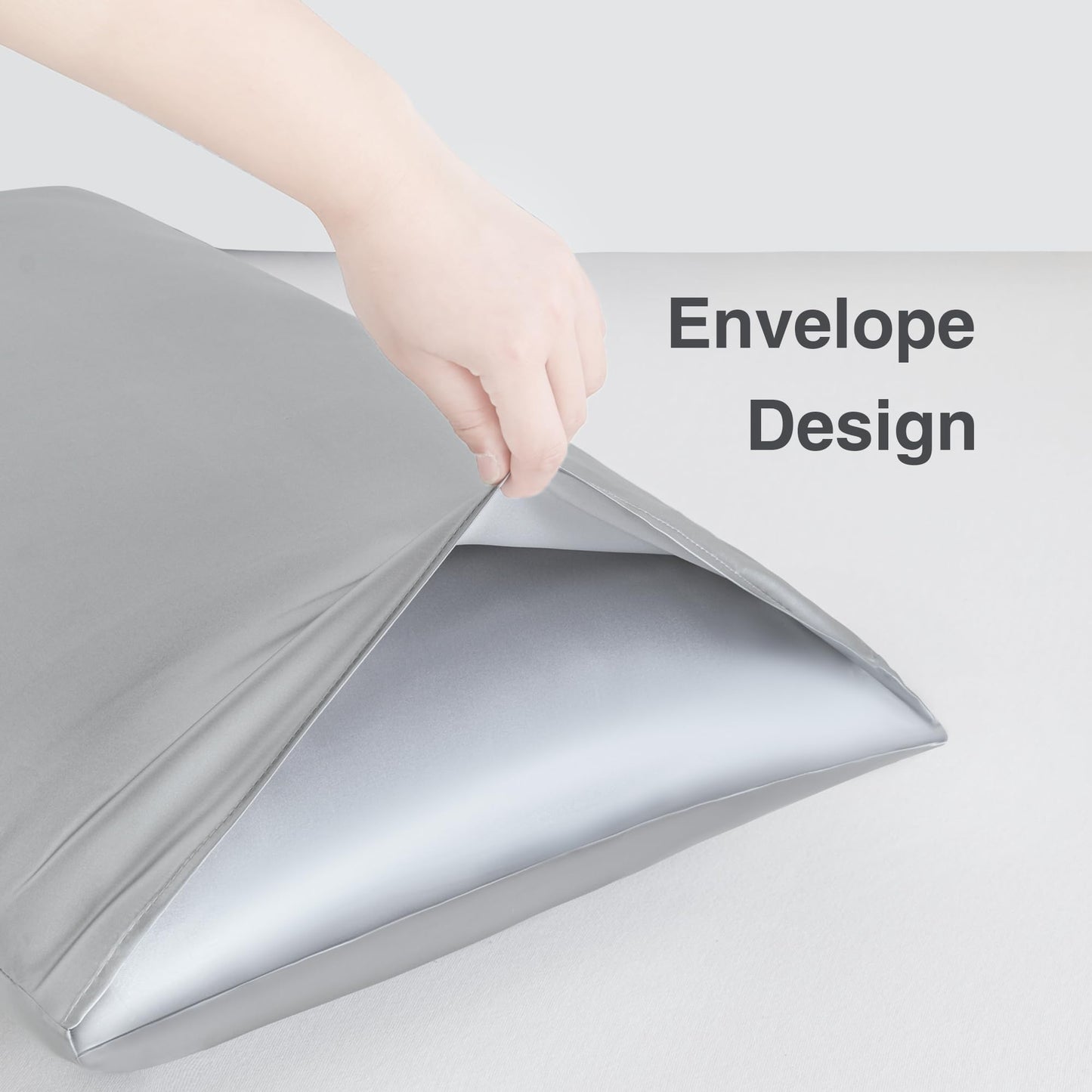 BIGPAWL 4 Pack Queen Satin Pillowcase for Hair and Skin, Satin Pillow Case with Envelope Closure, Similar to Silk Pillow Cases, Satin Pillowcase Silver Grey, Gifts for Women Men
